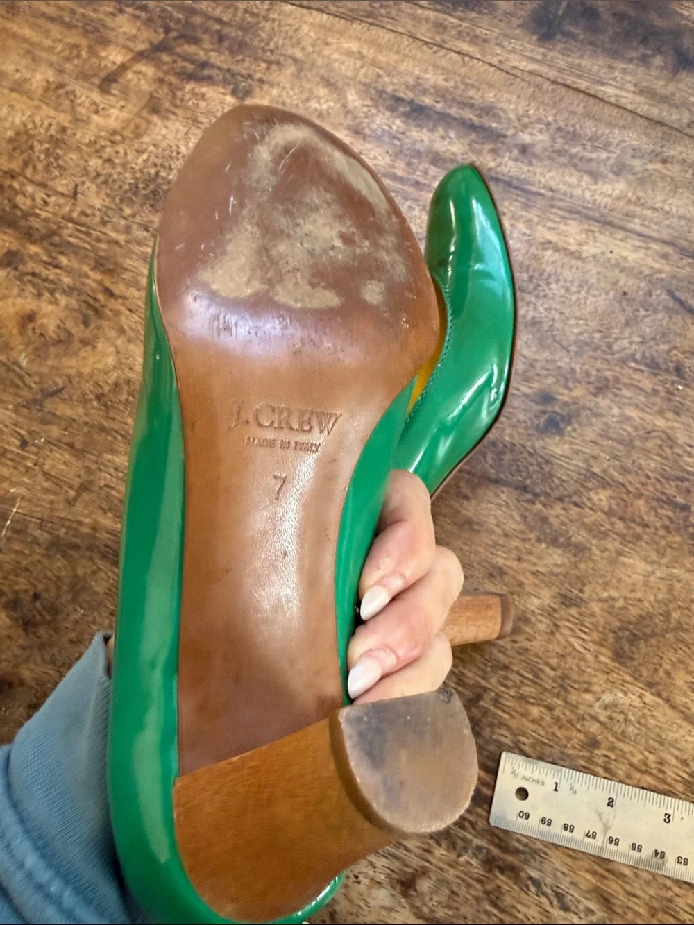 J. Crew Emerald Green Patent Leather Heels size 7